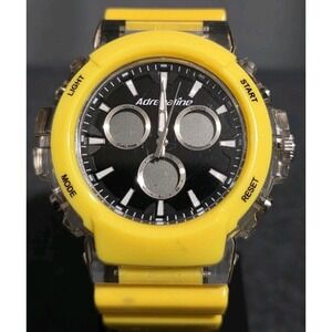 Adrenaline Freestyle Mens Watch Yellow W/Rubber Band 3 ATM Digital Quartz